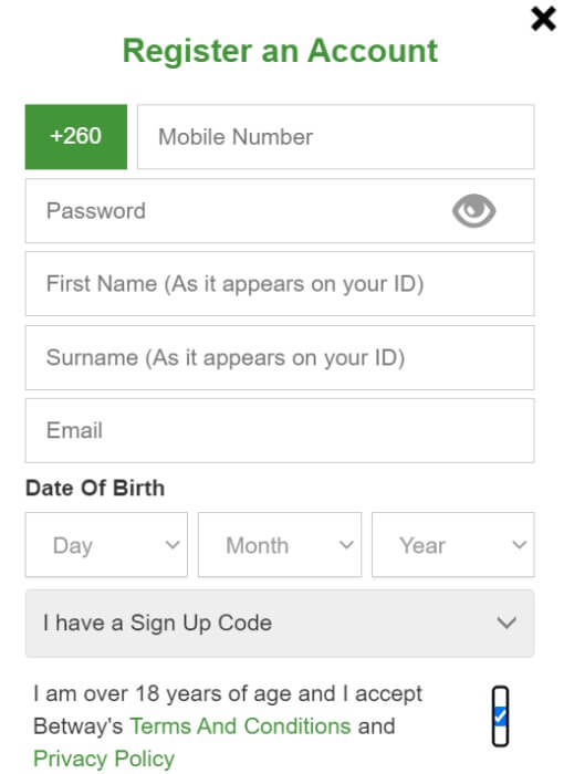  Betway Sign Up Code